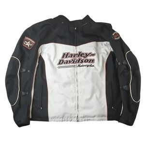 Harley Davidson Motorcycles Women's Black White Orange Motorcycle‎ Riding Jacket